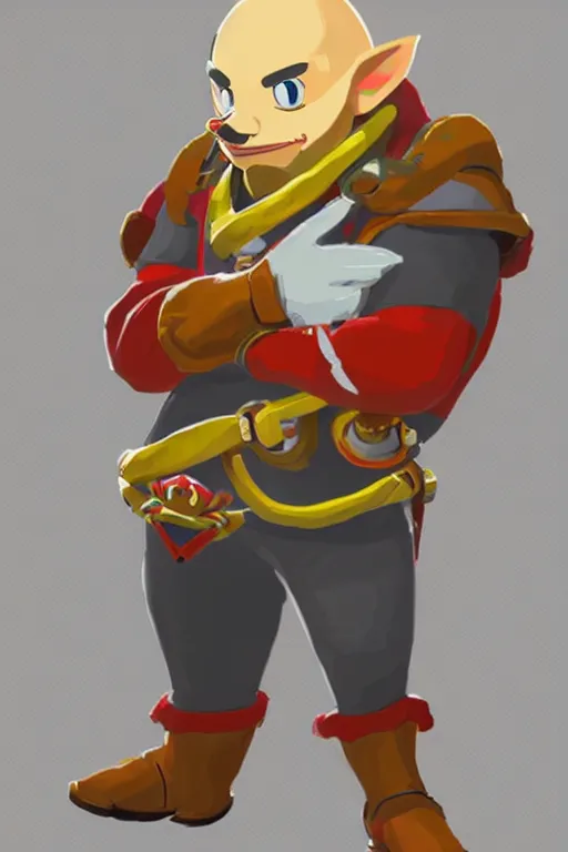 Image similar to an in game portrait of eggman from the legend of zelda breath of the wild, breath of the wild art style.