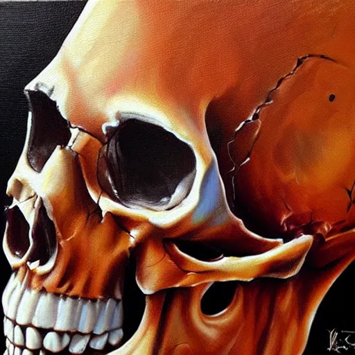 Image similar to oil painting skulls and tears detailed realistic by kristen margiotta