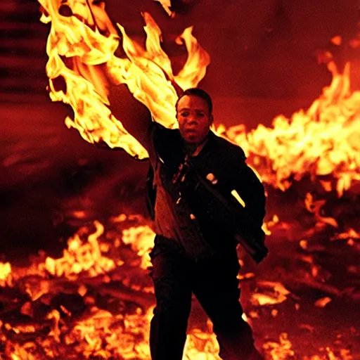 Prompt: man on fire