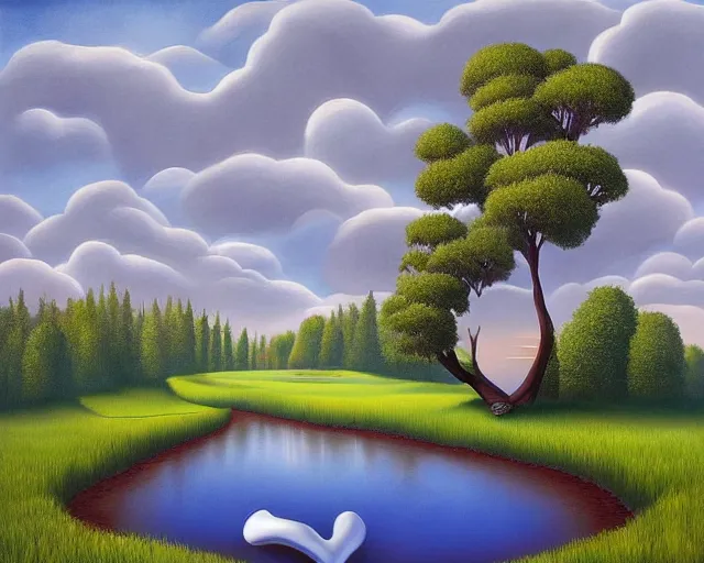 Prompt: a river runs through your heart, an ultrafine detailed painting by rafal olbinski, behance contest winner, pop surrealism, detailed painting, very detailed, minimalist, skeuomorphic, airbrush art