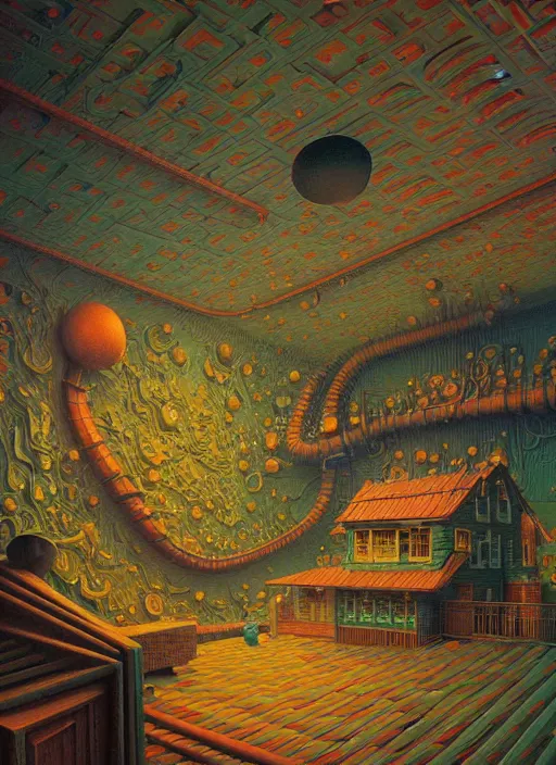 Prompt: hyper detailed 3d render like an Oil painting - Funhouse by Jacek Yerka, Mariusz Lewandowski, Houdini algorithmic generative render, Abstract brush strokes, Masterpiece, Edward Hopper and James Gilleard, Zdzislaw Beksinski, Mark Ryden, Wolfgang Lettl, hints of Yayoi Kasuma, octane render, 8k