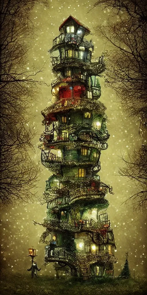 Image similar to a christmas tree house by alexander jansson