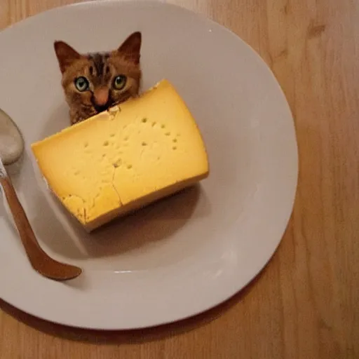 Image similar to cat with cheese for a head