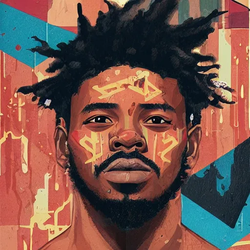 Prompt: Supreme x Killmonger Profile Picture by Sachin Teng, asymmetrical, Organic Painting , Matte Painting, geometric shapes, hard edges, graffiti, street art,:2 by Sachin Teng:4