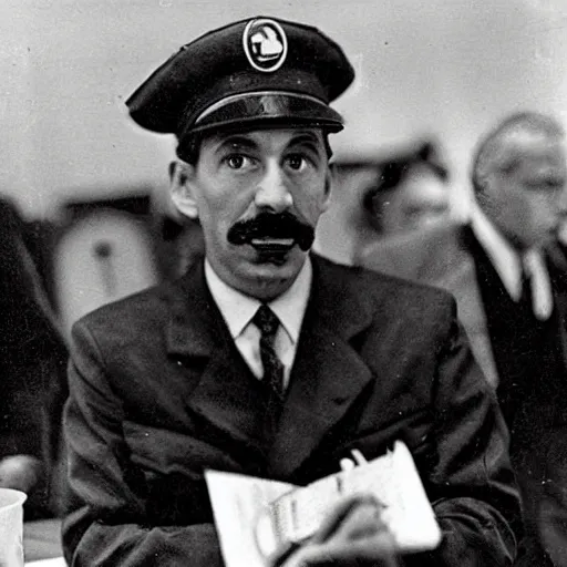 Prompt: Luigi war crimes trial historical archive photography Smithsonian