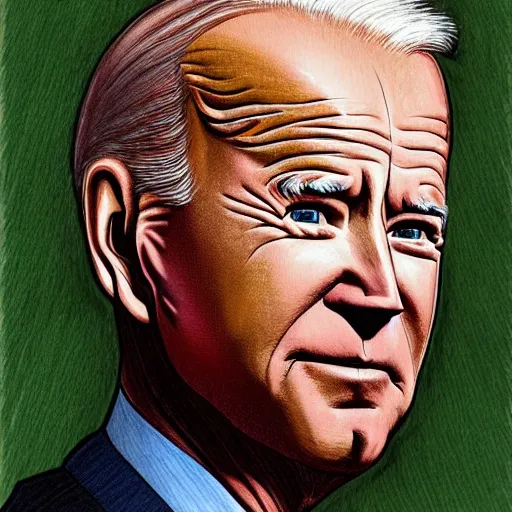 Image similar to drawing, Joe Biden dressed as a dinosaur, open-faced