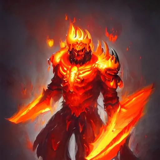 Image similar to ragnaros full body trending on artstation, painted by greg rutkowski