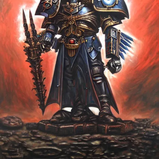 Image similar to The Emperor of Mankind from Warhammer 40,000, asymmetrical, dark vibes, Realistic Painting , Organic painting, Matte Painting, geometric shapes, hard edges, graffiti, street