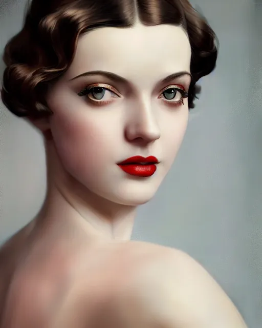 Image similar to artgerm and wlop close portrait digital realist painting of a 1 9 2 0 s beautiful woman at a party in a mansion, strong contrast, unreal engine, hyper realism, realistic shading, cinematic composition, realistic render, octane render, detailed textures, photorealistic, ultrawide shot, 3 5 mm film