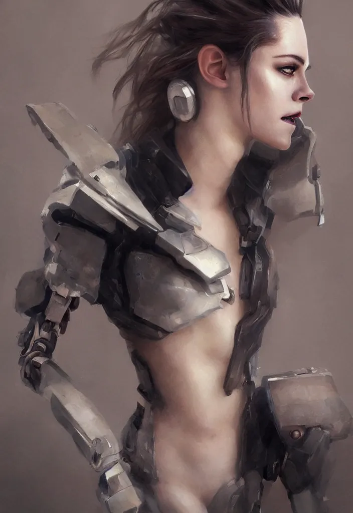 Image similar to portrait of a cyborg Kristen Stewart by Ikeuchi, by Ruan Jia and Mandy Jurgens and Artgerm, extremely beautiful and proportionate face, hyper detailled, trending on artstation