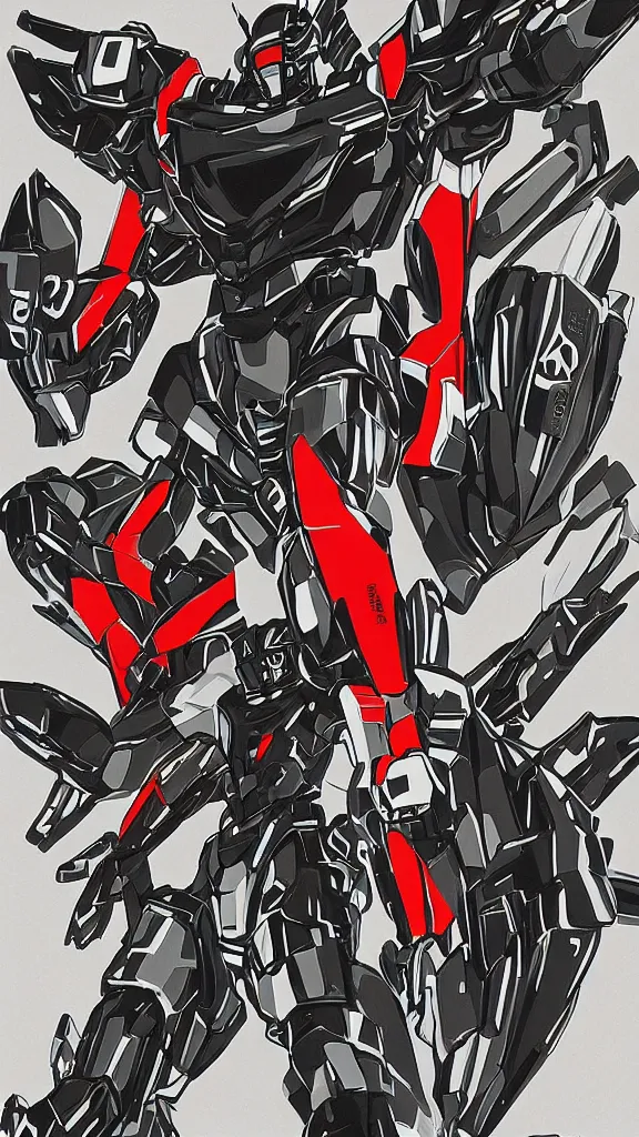 Image similar to Black mecha with adidas logo artwork by Go Nagai