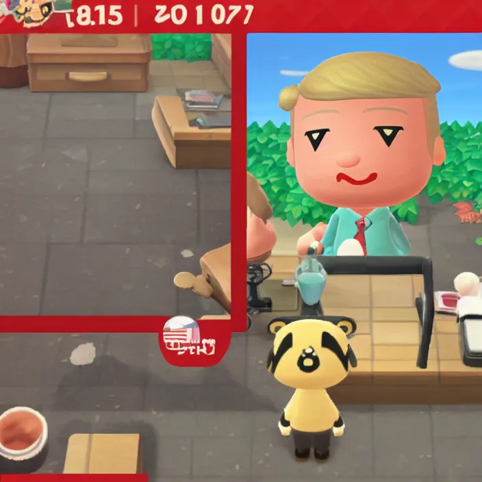 Image similar to donald trump as an animal crossing character, game screenshot