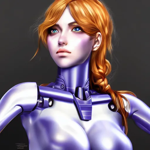 Image similar to heroine, beautiful, female mecha, ultra detailed, digital art, 8 k, hd, character, realistic, straight face upper body portrait, 3 d, hyper realistic