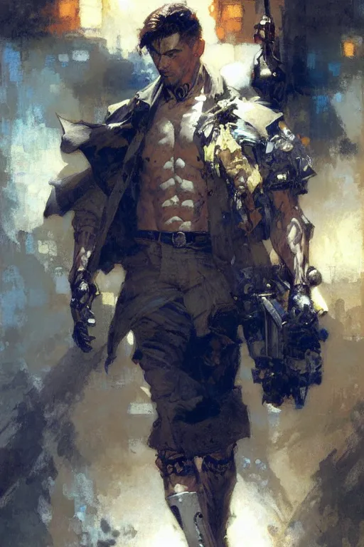 Prompt: attractive man, painting by gaston bussiere, craig mullins, j. c. leyendecker, yoji shinkawa