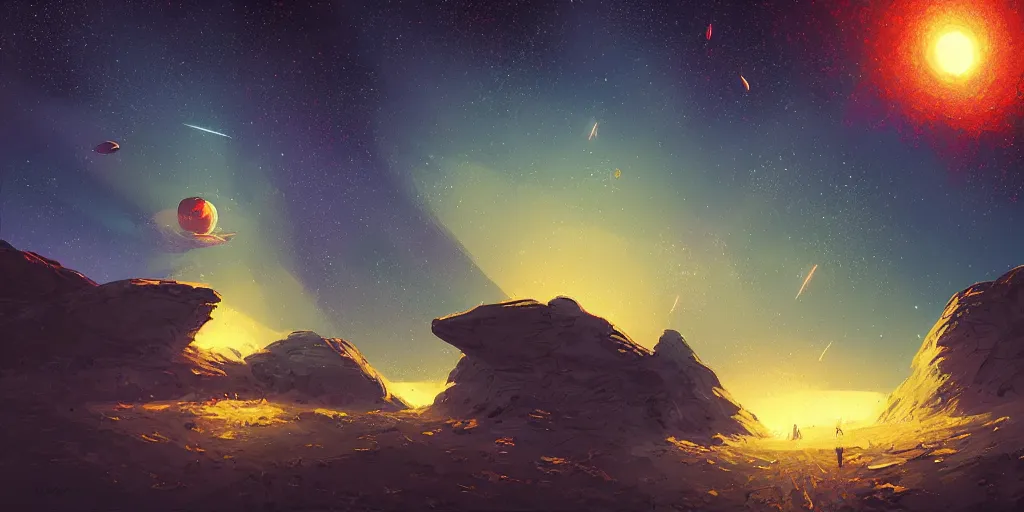 Prompt: asteroids by alena aenami