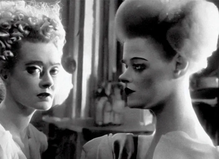 Prompt: bride of frankenstein ( 1 9 3 5 ) as a teen, still from john hughes movie sixteen candles