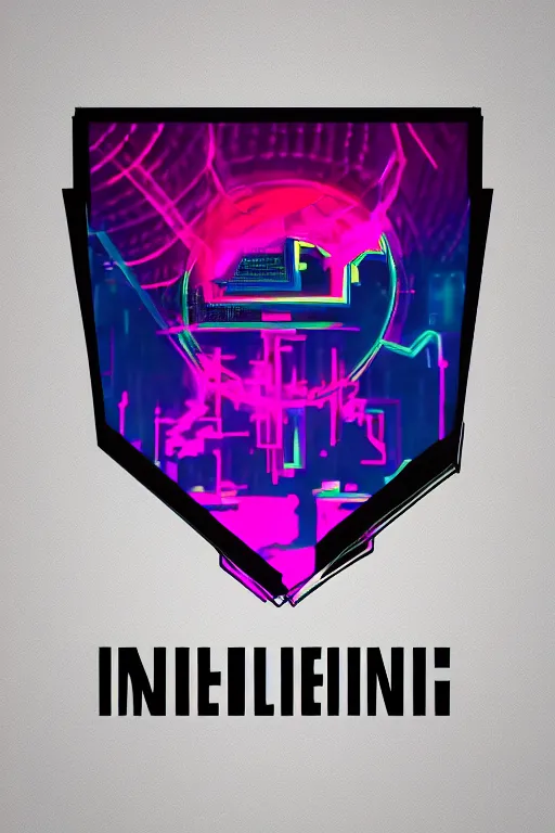 Image similar to logo concept for an intelligence agency, neon, glitch art