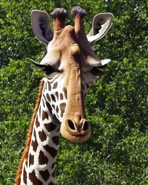 Image similar to a photo of jeff goldblum as a giraffe