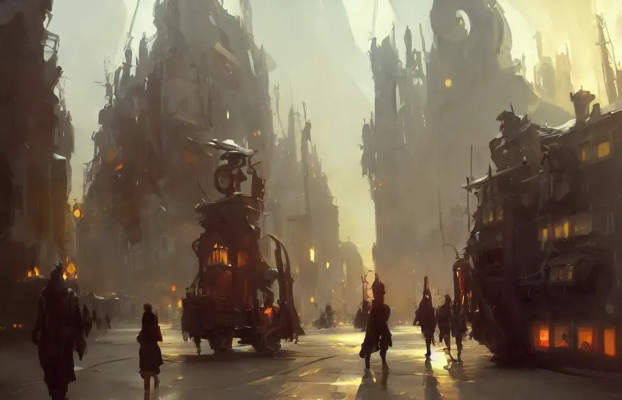 Image similar to greg manchess concept art of a the clockwork dimension, key visual, ambient lighting, highly detailed, digital painting, artstation, concept art, sharp focus, by makoto shinkai and akihiko yoshida and hidari and wlop and greg rutkowski