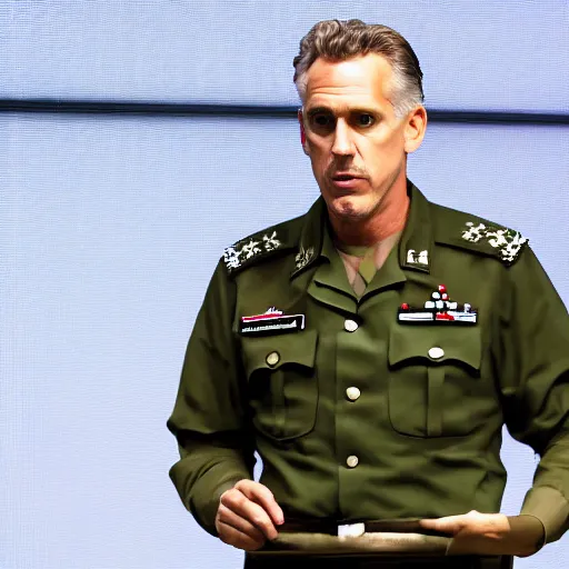 Image similar to Jordan Peterson Wermacht General, doing an angry pitch