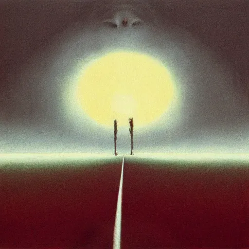 Prompt: highway to hell in the style of zdzisław beksinski