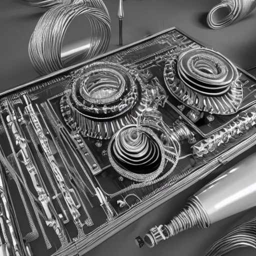 Image similar to incredibly detailed 1960s device, intricate mechanical details, made out of wires and resistors and bubble gum, astonishingly complex mechanisms, LCD screens, LEDs, ultra-detailed octane 8k houdini render, studio lighting