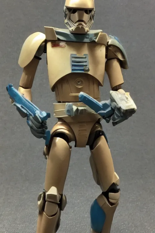 Image similar to 1 9 8 6 kenner action figure, 5 points of articulation, heroic human proportions, sci fi, high detail, t - pose, star wars, warhammer 4 0 0 0