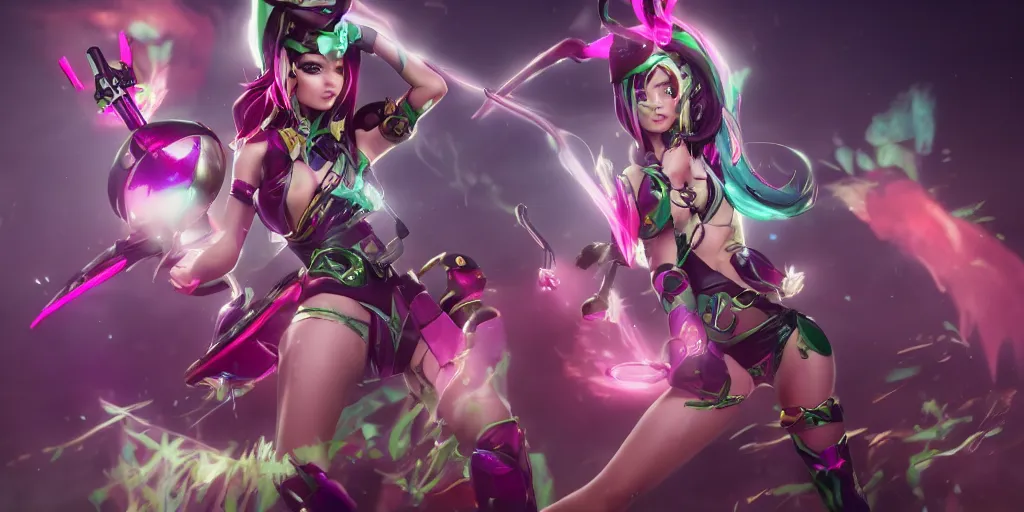 Image similar to skin concept art of pretty Battle Bunny Akali (League of Legends) in KDA music video. 3d render, octane render, game art, realistic, highly detailed, trending on artstation, 4k, trending on artstation, pixar, cgsociety, unreal engine 5, redshift render, trending on artstation, blender, behance, cg