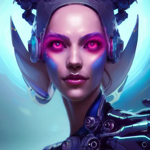 Prompt: a portrait of a beautiful cybernetic jinx, cyberpunk concept art by pete mohrbacher and wlop and artgerm and josan gonzales, digital art, highly detailed, intricate, sci-fi, sharp focus, Trending on Artstation HQ, deviantart, unreal engine 5, 4K UHD image