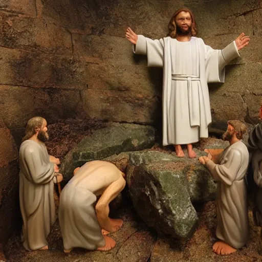 Prompt: diorama of Jesus when John was baptizing him