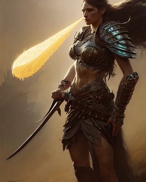 Image similar to a fierce warrior princess in full armor, fantasy character portrait, ultra realistic, concept art, intricate details, highly detailed by greg rutkowski, gaston bussiere, craig mullins, simon bisley