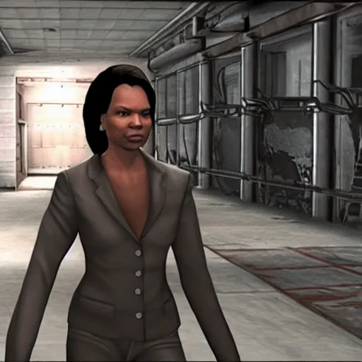 Image similar to Condoleezza Rice in Resident Evil on the original Playstation, game screenshot