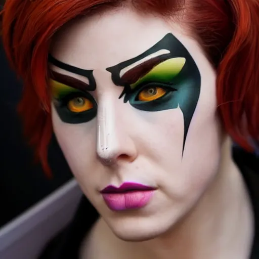 Image similar to madelyn cline as moira from overwatch, detailed, 4 k, very coherent, facial details, makeup