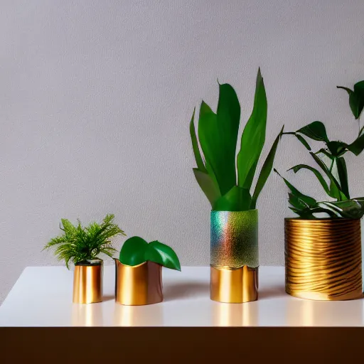 Prompt: an ultra high definition professional studio quality photograph of a transparent iridescent perspex pastel coloured jungle plant on a plinth in an empty white room. dramatic lighting, ray tracing, refraction, shallow d. o. f, colour corrected, golden ratio, three point light. volumetric shadows. god rays.