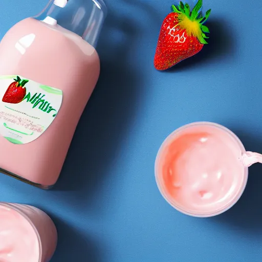 Image similar to a hyperdetailed strawberry milk poster, floating milk fluid, there are no cups or bottles, 4 k hd wallpaper illustration, package cover