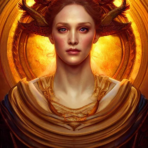 Image similar to majestic gracious regal seductive deity aphrodite portrait, ancient greece, atmospheric lighting, painted, intricate, volumetric lighting, beautiful, rich deep colours masterpiece, golden hour, sharp focus, ultra detailed, by leesha hannigan, ross tran, thierry doizon, kai carpenter, ignacio fernandez rios