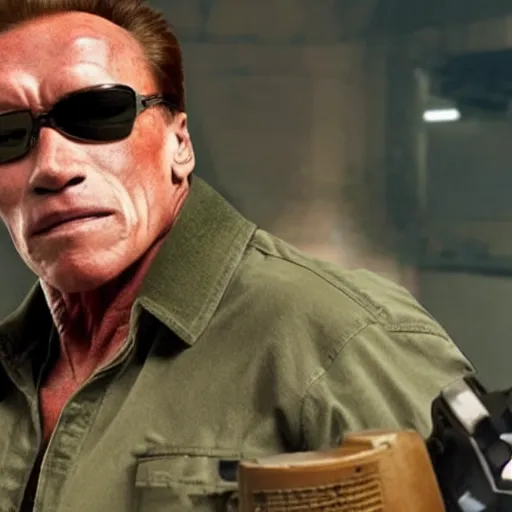 Image similar to a screenshot of arnold schwarzenegger as hammond in overwatch