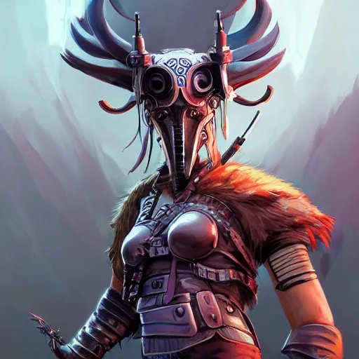 Image similar to cyberpunk viking helmet mask warrior goddess robot ninja fantasy, art gta 5 cover, official fanart behance hd artstation by jesper ejsing, by rhads, makoto shinkai and lois van baarle, ilya kuvshinov, ossdraws