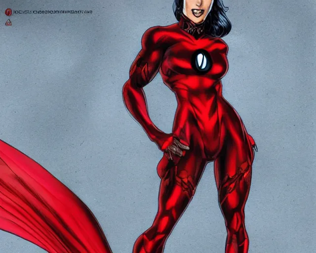 Image similar to full body concept of megan fox as a red lantern, dc comics