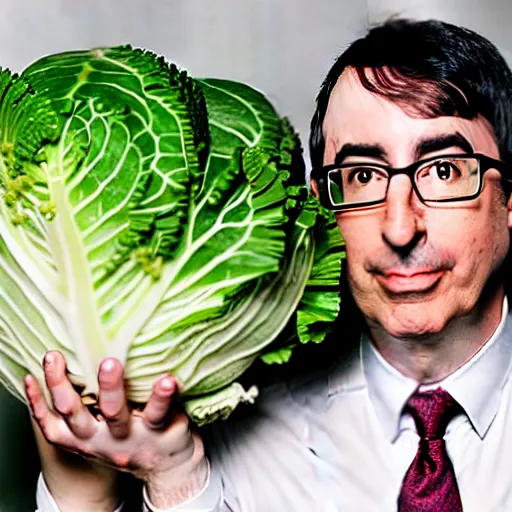 Image similar to john oliver and a cabbage are getting married