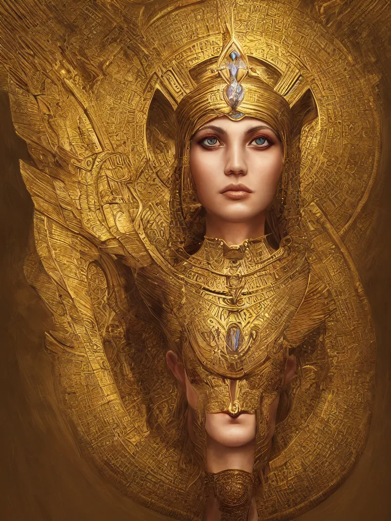 Prompt: goddess of eygpt, 3 d model, very coherent symmetrical artwork, unreal engine realistic render, 8 k, micro detail, gold and steel intricate, elegant, highly detailed, digital painting, artstation, smooth, sharp focus, illustration, artgerm, tomasz alen kopera, wlop