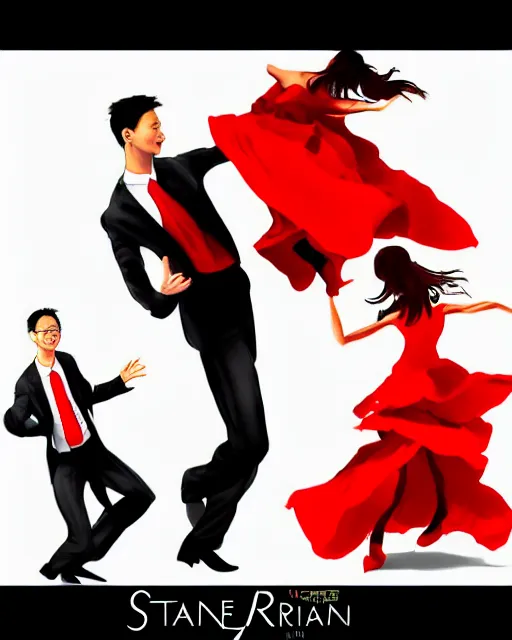Prompt: Dancing Gesture draw by Stanley Artgerm Lau, Gesture draw, Salsa Dance, couple, lady using red dress, guy using a fancy suit, Salsa tricks, WLOP, Rossdraws, James Jean, Andrei Riabovitchev, Marc Simonetti, and Sakimichan, trending on artstation