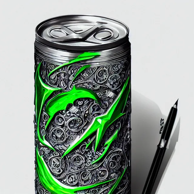 Image similar to aluminian can of monster energy drink, intricate and very very beautiful and elegant, highly detailed, digital painting, artstation, concept art, smooth and sharp focus, illustration