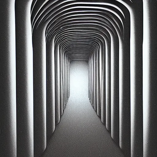 Image similar to an alien corridor, tubes along the walls, strange devices, by h. r. giger, 8 k, trending on artstation, duotone, detailed