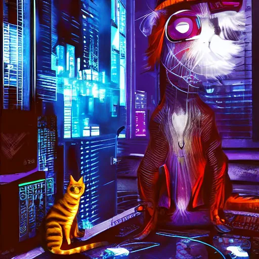 Image similar to cyberpunk cat