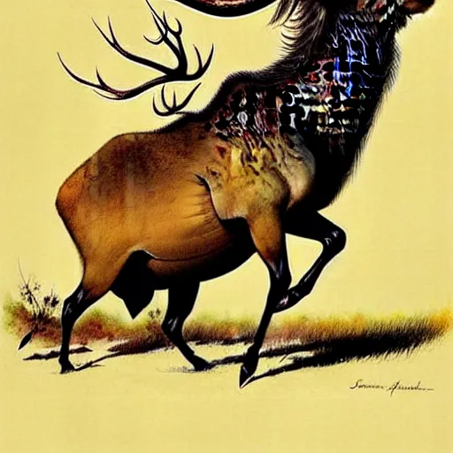 Prompt: ((((( an elk centipede . muted colors.))))) by Jean-Baptiste Monge and georgy kurasov !!!!!!!!!!!!!!!!!!!!!!!!!!! (( elk centipede))