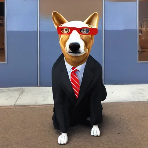 Image similar to Corporate memphis of a businessman dog