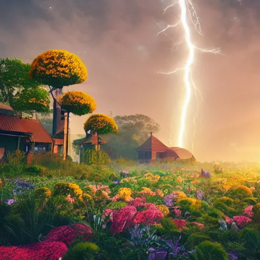 Prompt: planet earth overtaken by nature, everything is beautiful again, buildings full of flowers and magic, surreal, trending artstation, 8k render, cinematic lightning,