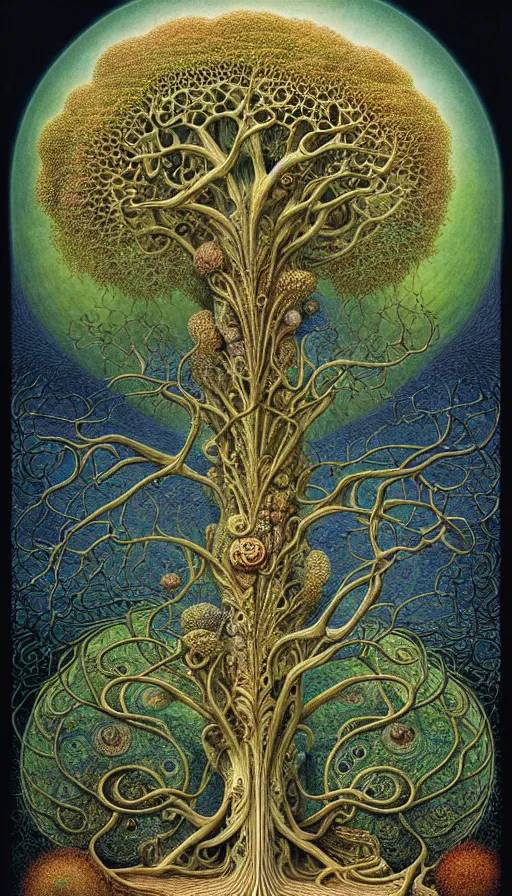 Image similar to tree of life by roger dean and andrew ferez, art forms of nature by ernst haeckel, divine chaos engine, symbolist, visionary, art nouveau, botanical fractal structures, organic, detailed, realistic, surreality