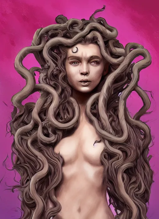 Prompt: medusa but her hair is made of geese, digital art, trending on artstation